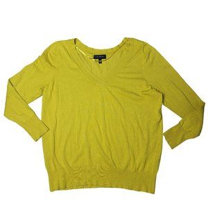 lane bryant chartreuse long sleeve v neck sweater flawed size 18/20